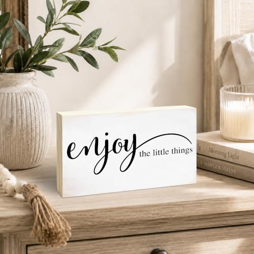 3x5 Inspirational Wooden Block Sign (Enjoy the Little Things-1)