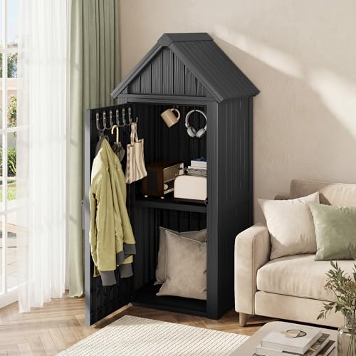 Outdoor Resin Storage Cabinet Sturdy All (Black)
