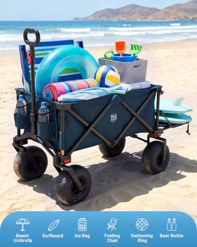 Beach Wagon with 2 Sets of Wheels (Blue / Balloon&Rubber Wheels)