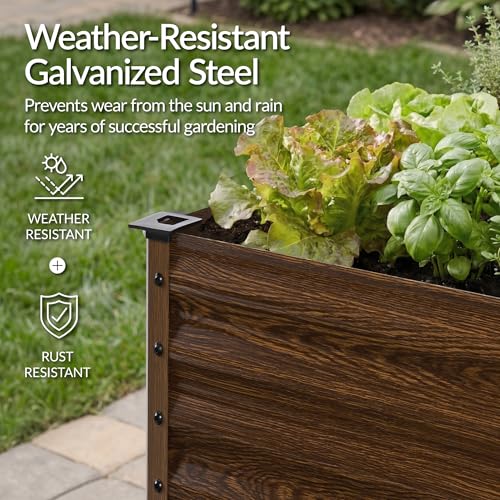 48x24x30in Galvanized Raised Garden Bed (48x24x30in / Dark Brown Wood Grain)