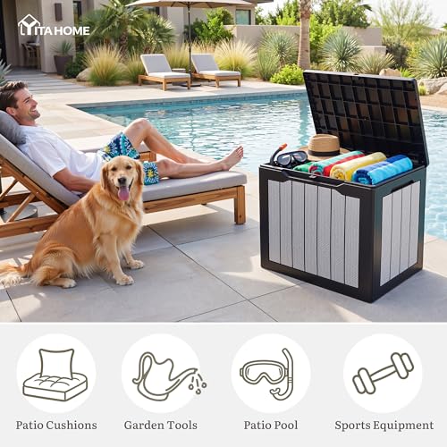 35 Gallon Deck Box (Black & Wood-Grain Gray / 30 Gallon)