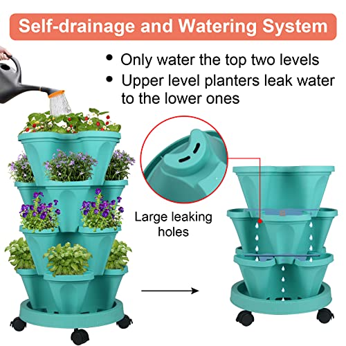 Vertical Planter Tower (Teal / 4 Tier)