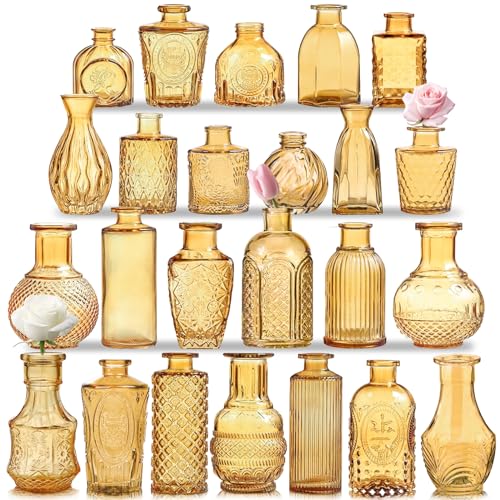 Amber Gold Glass Bud Vases Set of 24 (24 Count)