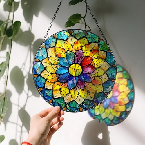 8'' Rainbow Mandala Sun Catcher Ornament (Rainbow Mandala)