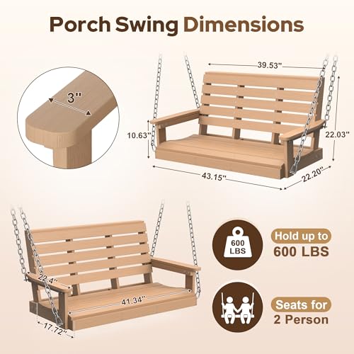 4 FT 2 Seat Porch Swing (Natural / 2 Seat)