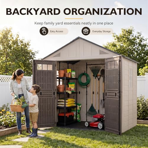 8x8 Ft Outdoor Storage Shed with Floor (8x8)