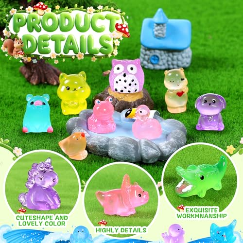 200PCS Glow in The Dark Mini Resin Animals (Multicolored 200pcs Luminous Animals)