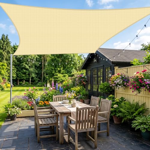 23'X28' Sun Shade Sail Beige Curved Square Customizable (Beige / 23'X28' custom)