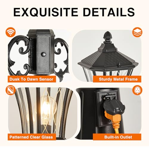 Dusk to Dawn Outdoor Lamp Post Lights with Outlet (XL-2-H)