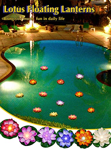 18 Pcs 3.94 5.91 in Floating Lotus Lights with Battery (3.94/ 5.91 Inch / Multicolor)