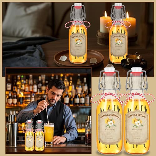 10 Pack Swing Top Glass Vanilla Extract Bottles 8 oz with Lids (Round-8oz-10pcs)