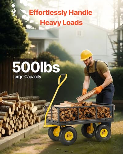Steel Garden Cart 500 lbs Heavy Duty Garden Wagon Cart on Wheels