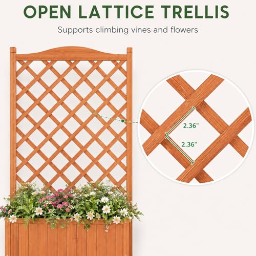 2 Pack Trellis Raised Garden Bed Trellis for Climbing Plants (Red Brown / H50 × W28 × D13 in)