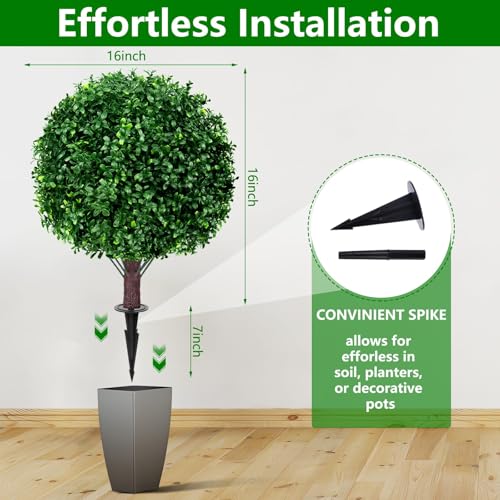 23" Artificial Boxwood Topiary Shrubs Set of 4 with Ground Spike (Boxwood 4pc)