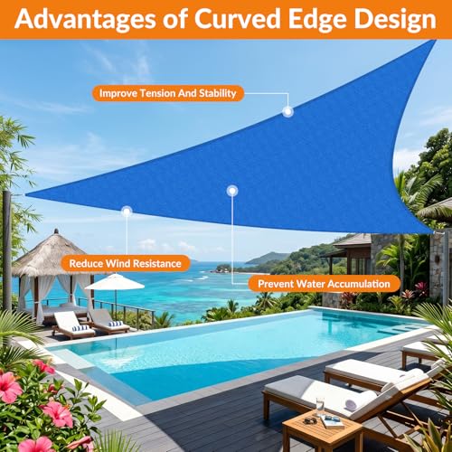 19'X24' Sun Shade Sail Blue Curved Square Customizable (Blue / 19'X24' custom)