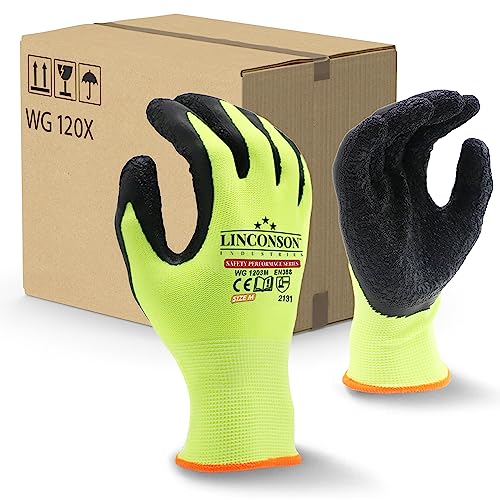 12 Pack Safety Performance Series Construction Mechanics Wrinkle Latex Work Gloves