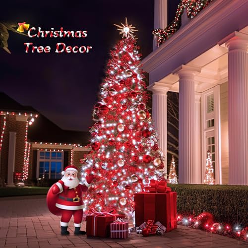 2 Pack Solar Christmas Lights (Red and White / 100LED*2)