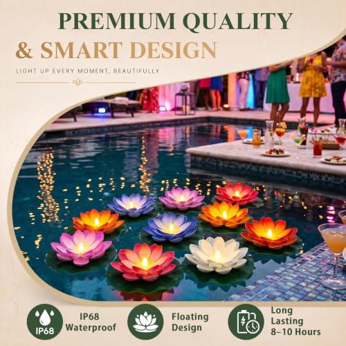 24 Pcs Floating Lotus LED Lights (6 Colors / 5.91 Inch)