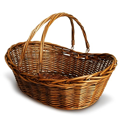 Small Wicker Basket with Handle (Small / Picnic Basket Dark Brown)
