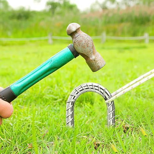 Rebar-Stakes-12-Inch, Ground Stakes Heavy Duty U-Hook Galvanized Anti-Rust Ground Anchors for Camping Tent Trampoline Accessories Dog Fence Chicken Coop Deer Fence 10pcs (10pcs / Silver-U-HOOK)