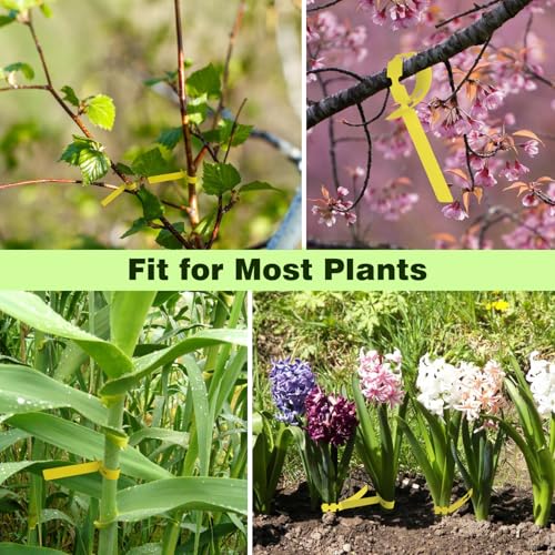 Plant Labels 200Pcs Yuanling Plastic Plant Tree Tags Wrap Around Hanging Tags Nursery Tree Markers Adjustable Garden Labels for Indoor Outdoor Gardening Plants (Yellow)