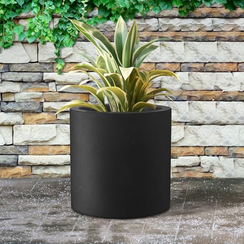Black Concrete Planter 15.8" Tall All (Black / 15.7" Dia)