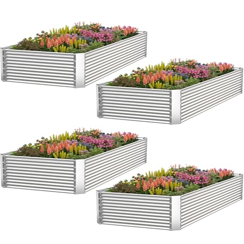 4 Pack Corrugated Galvanized Steel Raised Garden Bed Outdoor (4x2FTx10inch)