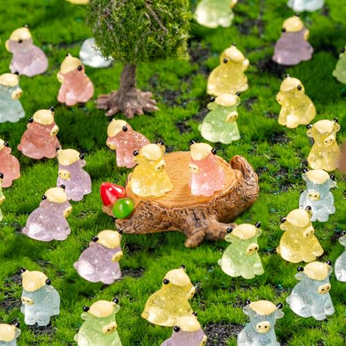 80 Pcs Mini Yak Figurines Bulk Mini Cow Figurines Cake Decorations Miniature Resin Sculpture Ornament Micro Landscape Office Garden Desk Party Tabletop Decor (Glitter Yak-80p)