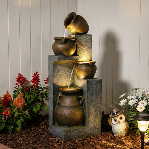 53" H Large Water Fountain Outdoor (Gray)