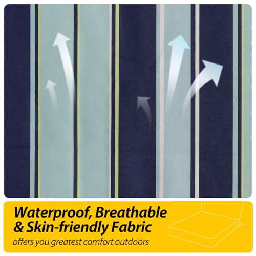 Outdoor Chair Cushions (Ash Teal Seaside Stripe / 23.5"x25.5"x5" / 23.5"x13.5")