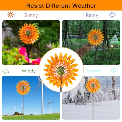Sunflower Wind Spinner with 4 Blades (13 Inch(Yellow))