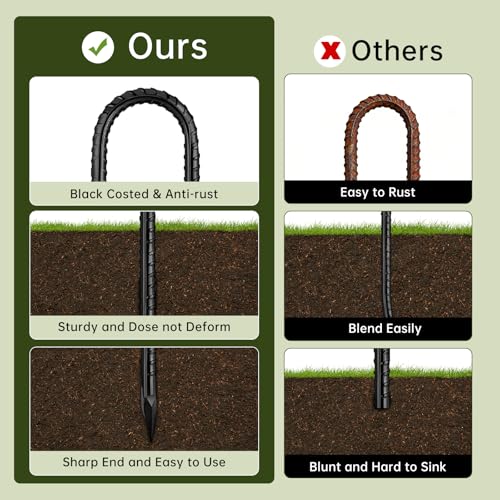 12 Inch Rebar Stakes (6pcs / J-HOOK-Black-6mm)