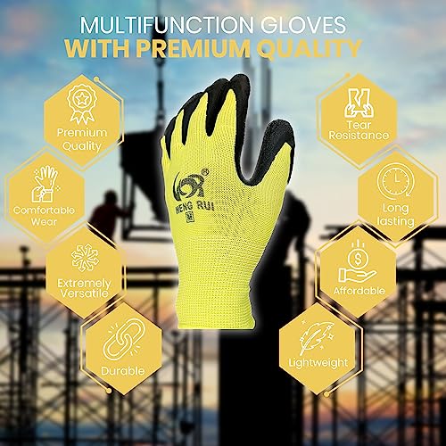 20 Pairs Neon Green Medium Work Gloves (Medium (Pack of 20 Pairs) / Neon Green)