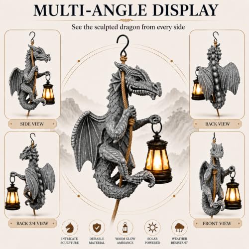 Solar Hanging Dragon Garden Decor with LED Lantern (Dragon)