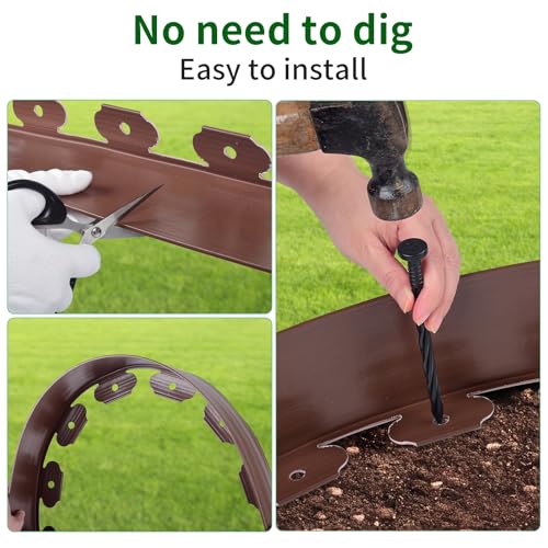 Landscape Edging 4in Garden Edging Borders No Dig 33ft (Brown / 4in x 33ft)