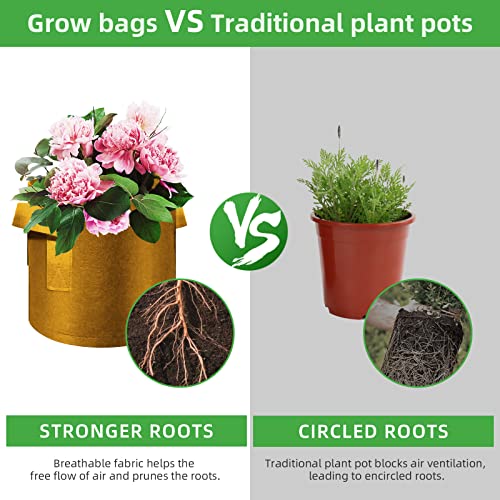 12 Pack 15 Gallon Plant Grow Bags (15 Gallon / Brown)
