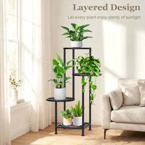 4 Tier Plant Stand Indoor Outdoor (Flower Black / 4 Tier)