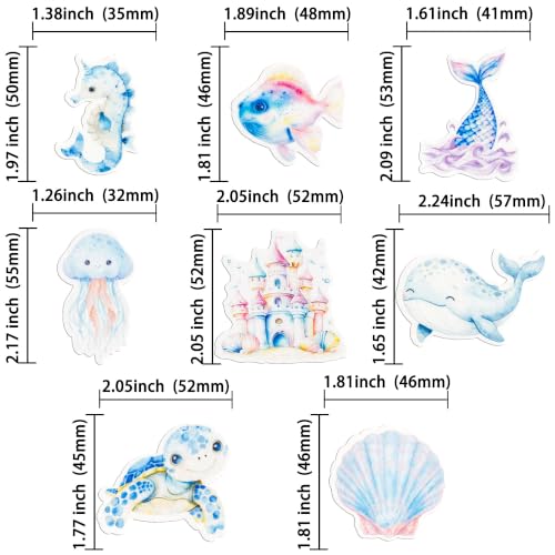60Pcs Edible Under The Sea Cupcake Topper Edible Starfish Octopus Crab Jellyfish Dolphin Starfish Seahorse Cupcake Picks for Under the Sea Baby Shower Boys Girls Birthday Party Decorations (Red Blue Purple)