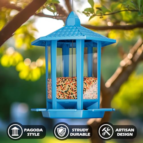 2 Pack Bird Feeders for Outdoor Hanging (Blue / 2 PACK)