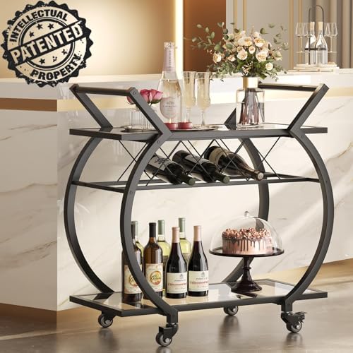 Bar Cart with Glass (Black)