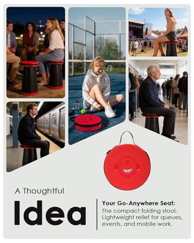 18 in Collapsible Stool with Cushion (Red)