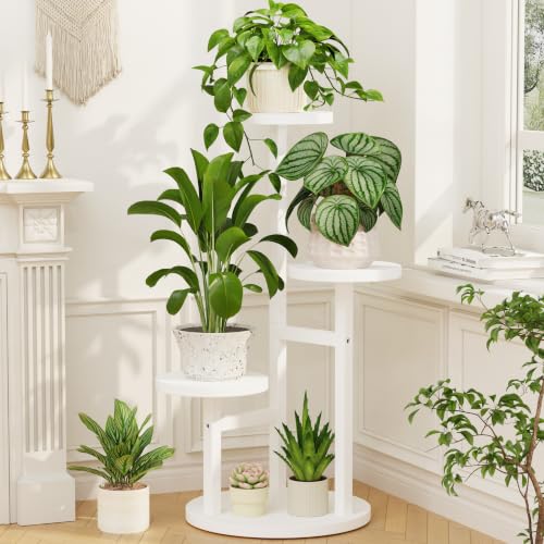 Wood Small Plant Stand Table Tall for Indoor Corner (White / 3 Tier)