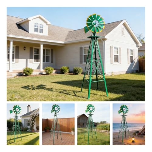 8FT Green Metal Ornamental Windmill Weather Vane (8ft-green)