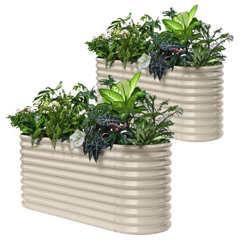 2 Pcs 6x2x2.5 ft Raised Garden Bed (Beige / 6x2x2.5ft)