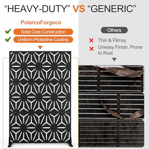 71" H Freestanding Metal Privacy Fences for Outside (71"H×47"W / Black Star)