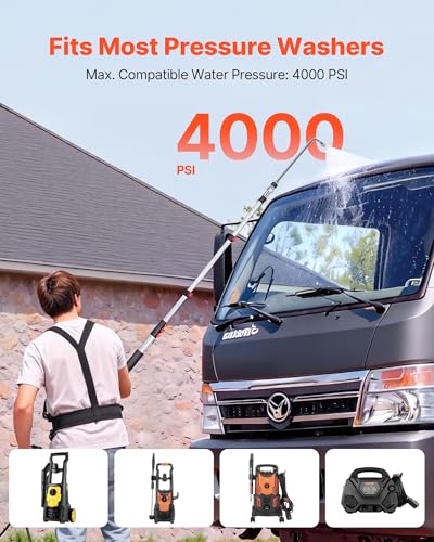 25 FT Pressure Washer Telescoping Wand (25FT with Brush Head)
