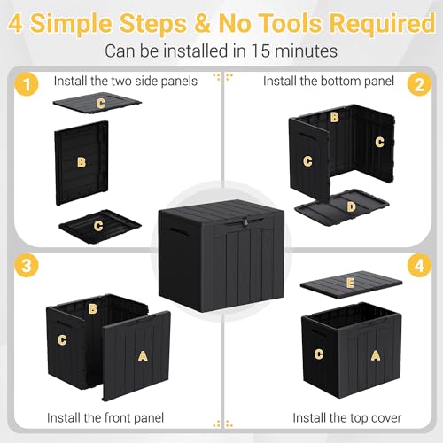33 Gallon Resin Deck Box All Weather Outdoor Storage Boxes (Black / 33 Gallon)