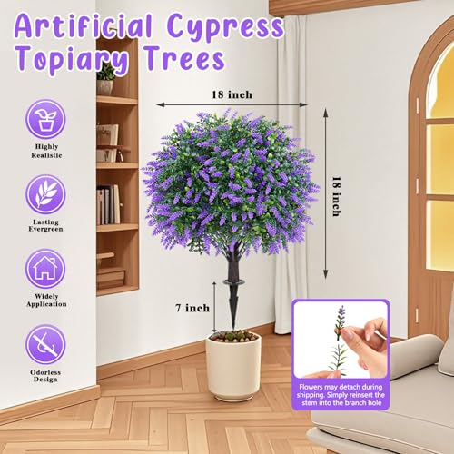 Artificial Set of 4 UV Resistant Boxwood Topiary Ball with Lavender (Lavender Ball 4pcs)