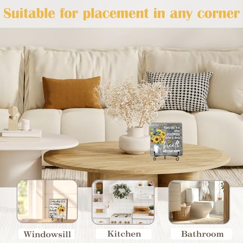 Sunflower Wooden Rustic Farmhouse Decor for Home Desk Shelf Tabletop (Retro Sunflower 1)
