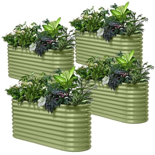 4 Pcs 6x2x2.5 ft Raised Garden Bed (Green / 6x2x2.5ft)